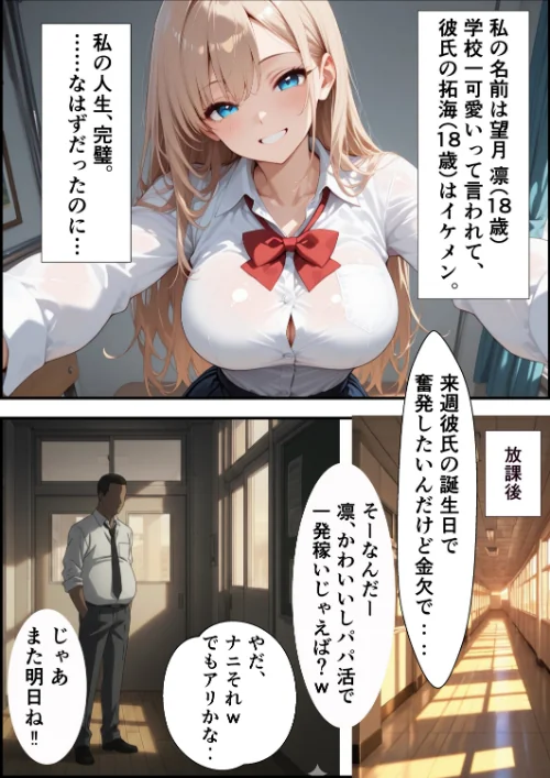 [エロ漫画]パパ活ギャル〜粗チンカレシじゃ届かない最奥までキモ教師のデカチンでメス堕ち【モザイク版】/2026-06-24［商業誌］ 試し読みサンプル 2ページ目