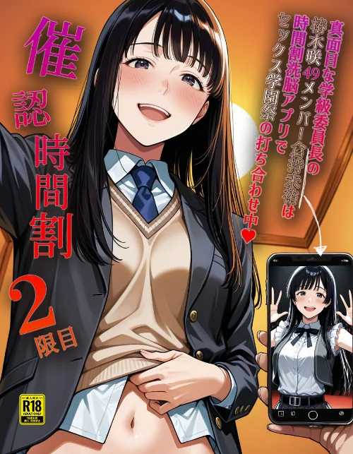 [エロ漫画]催●時間割2 〜真面目な学級委員長の椿木咲49メンバー倉持未祐は時間割洗脳アプリでセックス学園祭の打ち合わせ中〜【モザイク版】/2026-08-25［商業誌］ 試し読みサンプル 2ページ目